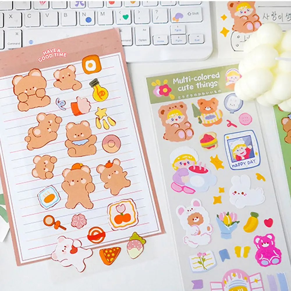

1Pc Cute Kawaii Cartoon Cat Bear Rabbit Scrapbooking DIY Stickers Hand Account Decoration Stickers Student Supplies