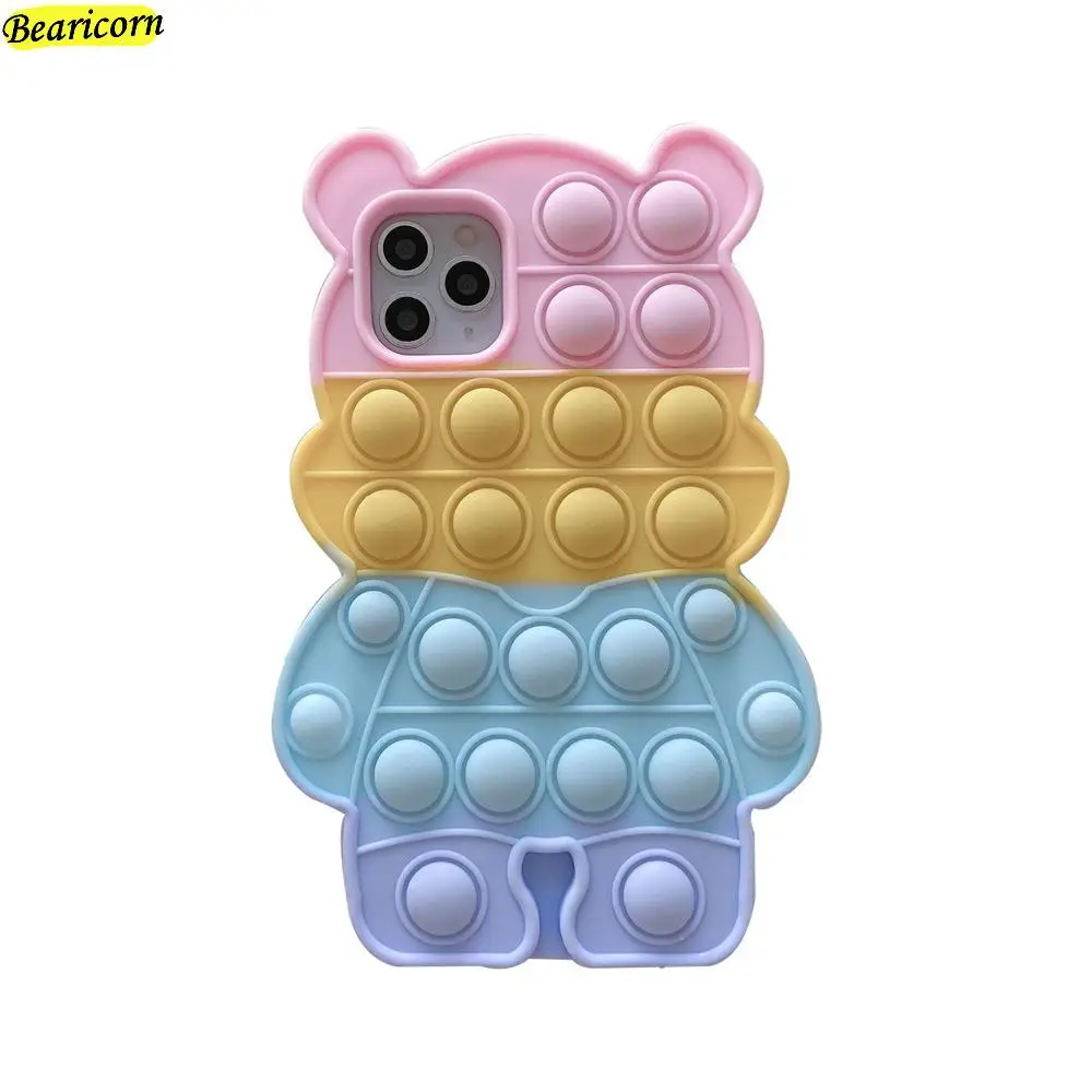 pop fidget toy bubble case for xiaomi mi poco m3 m2 redmi note 10 10s 9s 9 8 pro max 9t power 10x 4g soft silicone rainbow cover free global shipping