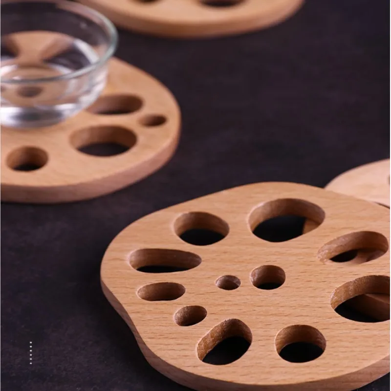 

Creative Lotus Root Cup Mat Coaster Beech Wooden Coaster Insulation Pad Anti-scald Mat Mug Teacup Coffee Cup Insulation Placemat