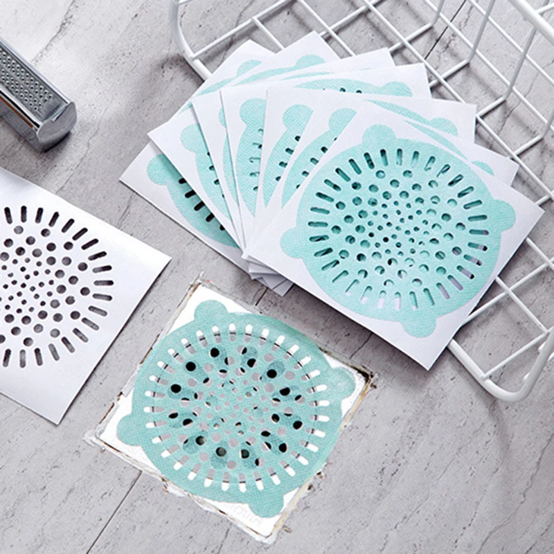 

10PCS Kitchen Disposable Drain Sticker Hair Filter Floor Drain Sink Bathroom Cleaning Paper Drain Stopper Bathroom Accessories