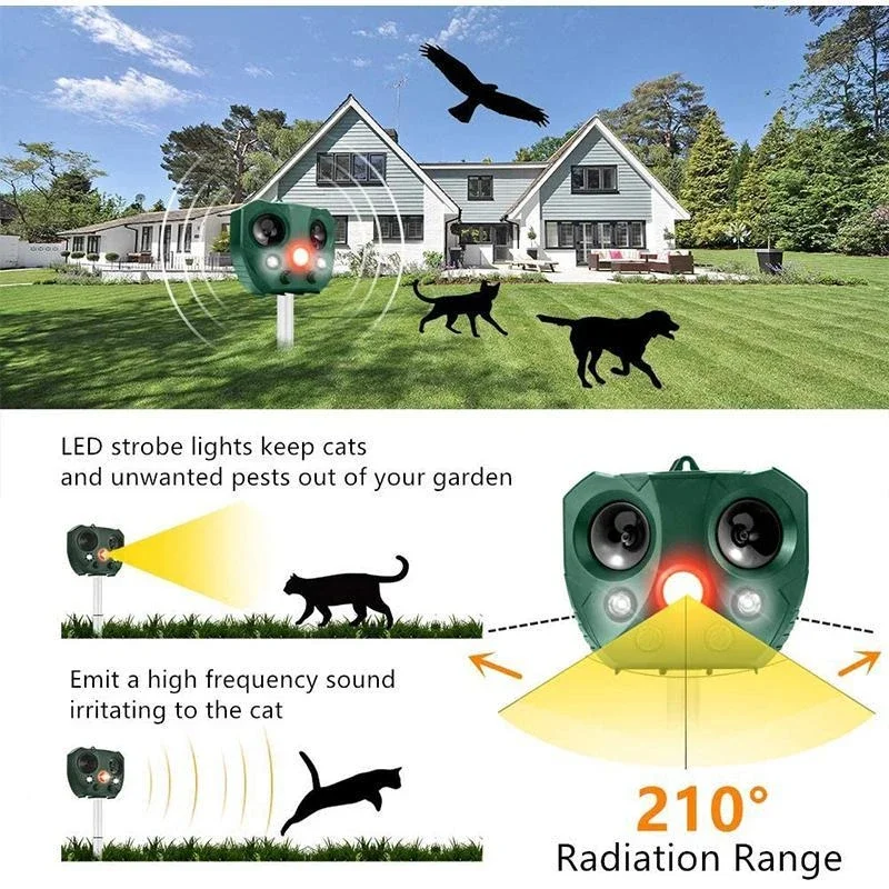 

Solar Powered Motion Activated Animal Ultrasonic Cats Dogs Repeller Frighten Animals 511 For Outdoor Gardening ultrasonic