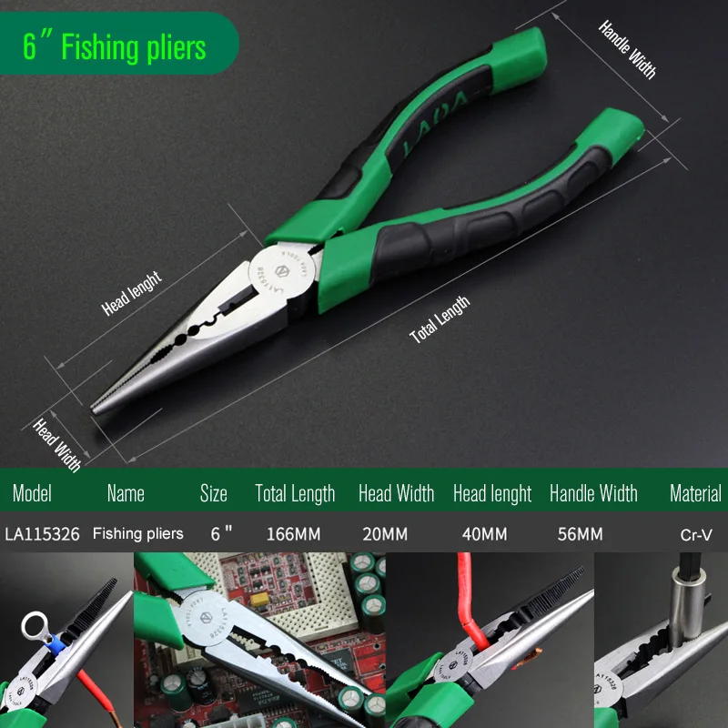 

LAOA Brand Wire Cutter Japan Type Long Nose Pliers Cr-V Fishing Pliers Fish Tools Steel Wire Side Cutter