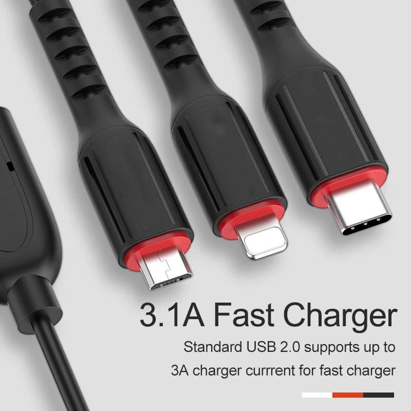 3 в 1 USB кабель 3.1A для мобильного телефона Micro usb type C кабель зарядного устройства для samsung Xiaomi huawei кабель для быстрой зарядки телефона шнур