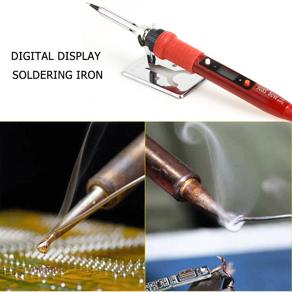 

EU 220V 80W Soldering Iron LCD Digital Display Temperature Adjustable Electric Solder Iron Set Welding Rework Station Repair Kit