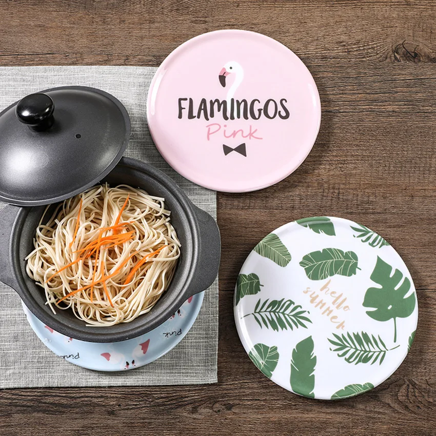 1 шт. Симпатичные фарфоровые пластиковые подставки под чашки с фламинго коврики