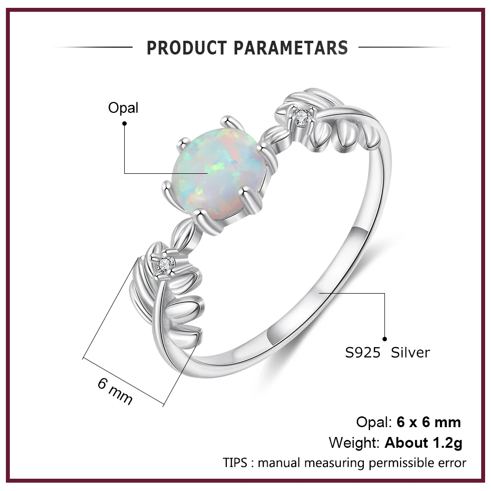 Женское кольцо с белым опалом корейское обручальное из стерлингового серебра 925