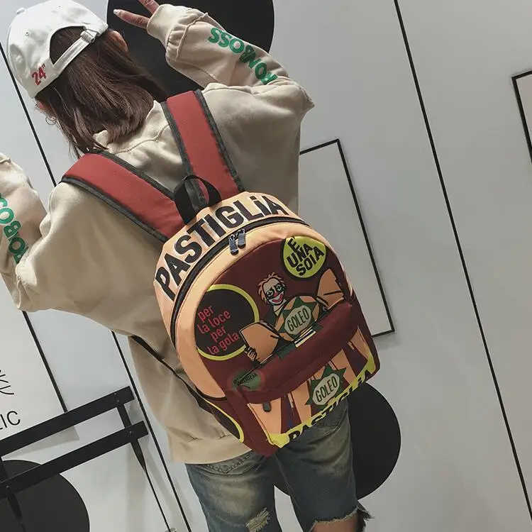 Мягкий ретро рюкзак для сестры Женская ткань Оксфорд геометрический узор