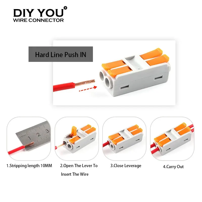 Butt TYPE Home Electircal Wire Connectors Quick Push-In Conductor Terminal Block Cable Led Light connectors 6mm2 2/3/4/5/6 Pin |