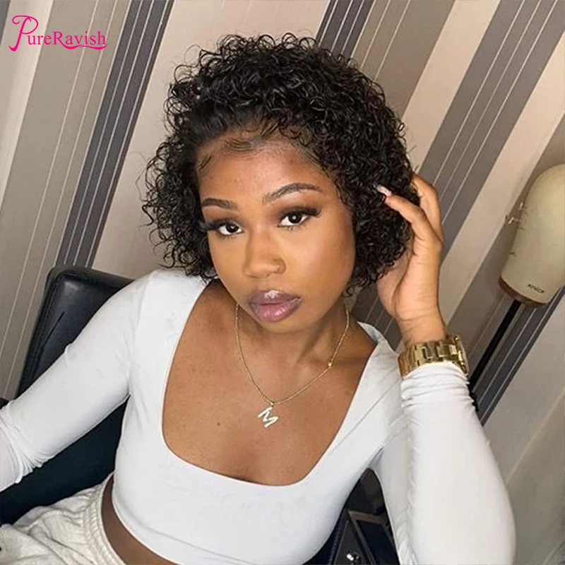 Pixie Curly T Part 13X1 Lace Front Wigs Human Hair With Baby Hair For Women Brazilian Lace Front Human Hair Wigs Pre Plucked