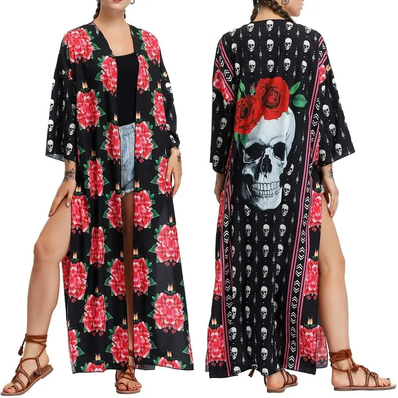 

Bohemia Printed Cover-ups Summer Sexy Beach Long Dress Tunic Women Beachwear Swimsuit Cover Up Bikini Wrap Beach Cardigans Robe