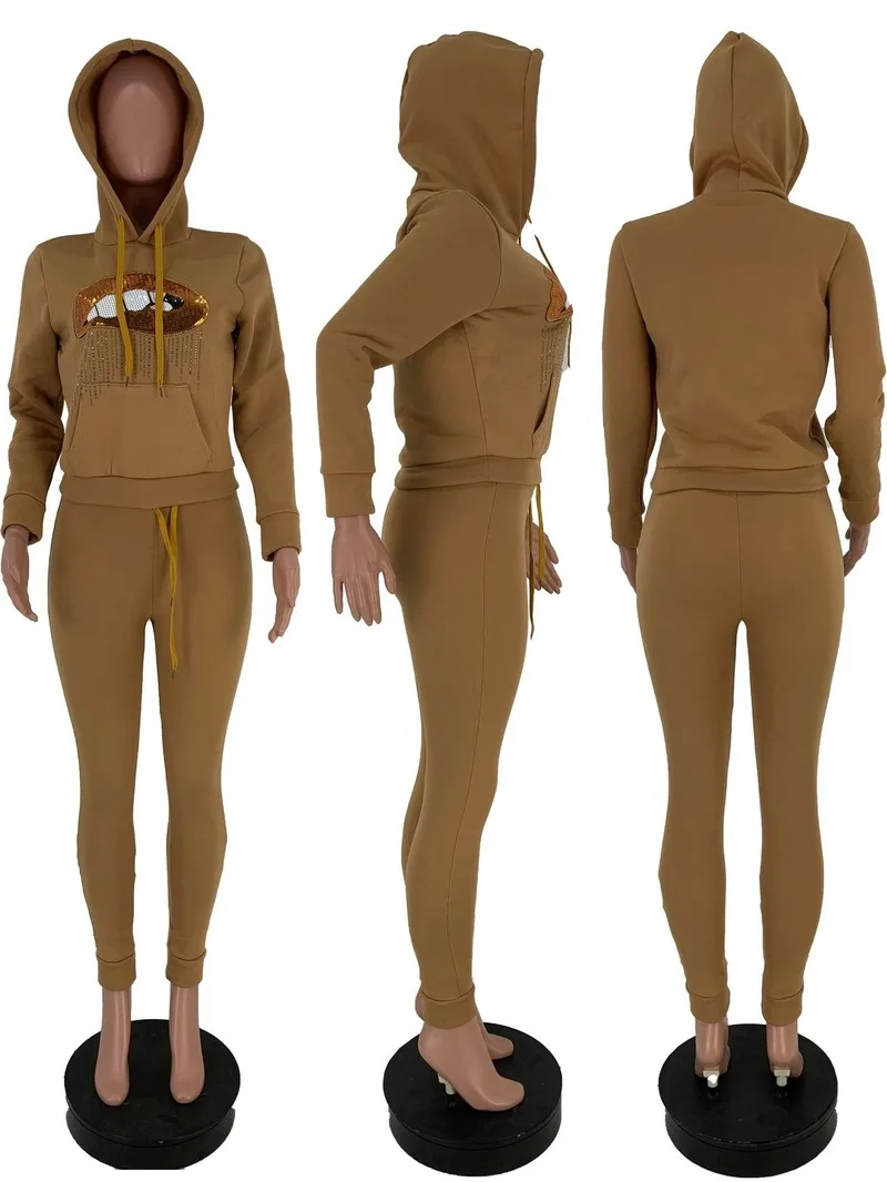 Женский спортивный костюм комплект из 2 предметов толстовка с капюшоном набор