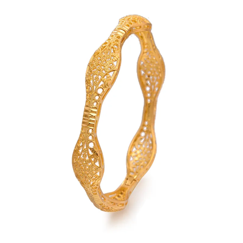 

Bangles 1pcs/lot Gold color Bangles for Women Girl wedding bending Luxury Bracelet Female Ethnic Gold Color Halloween Jewelry