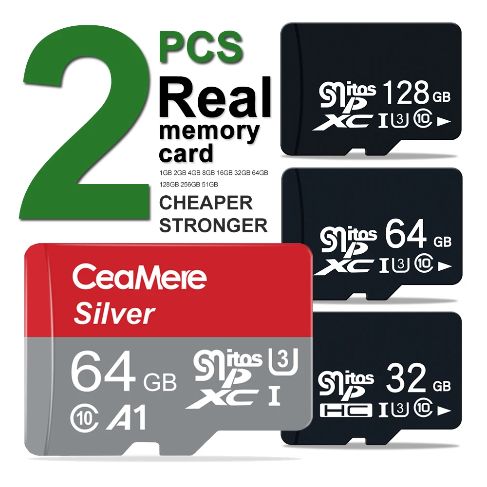 

CeaMere Original Memory Card 256GB 128GB 64GB 32GB 40MB/S 32GB 16GB sd card Class10 UHS-1 flash card Storage Memory TF/SD Card