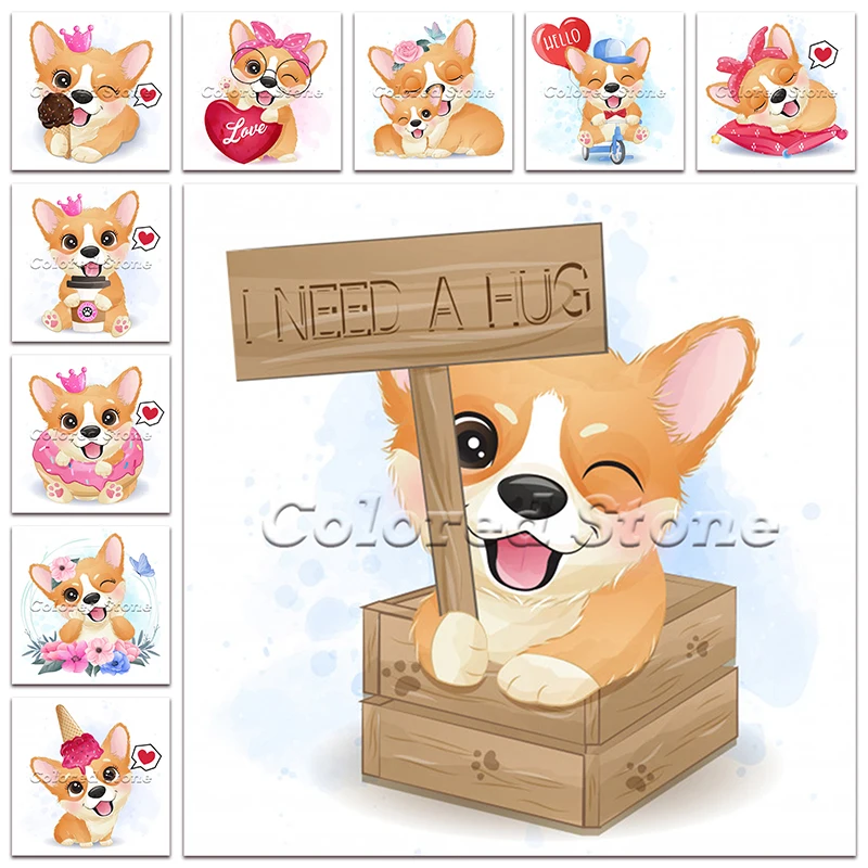 Алмазная живопись Мультяшные животные собака щенок корги 5D сделай сам полная