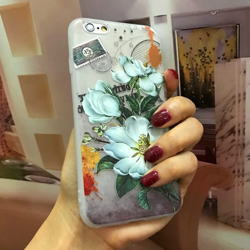 Чехол для iphone X 8 8Plus чехол с 3D рельефным цветком мягкий силиконовый матовый из ТПУ