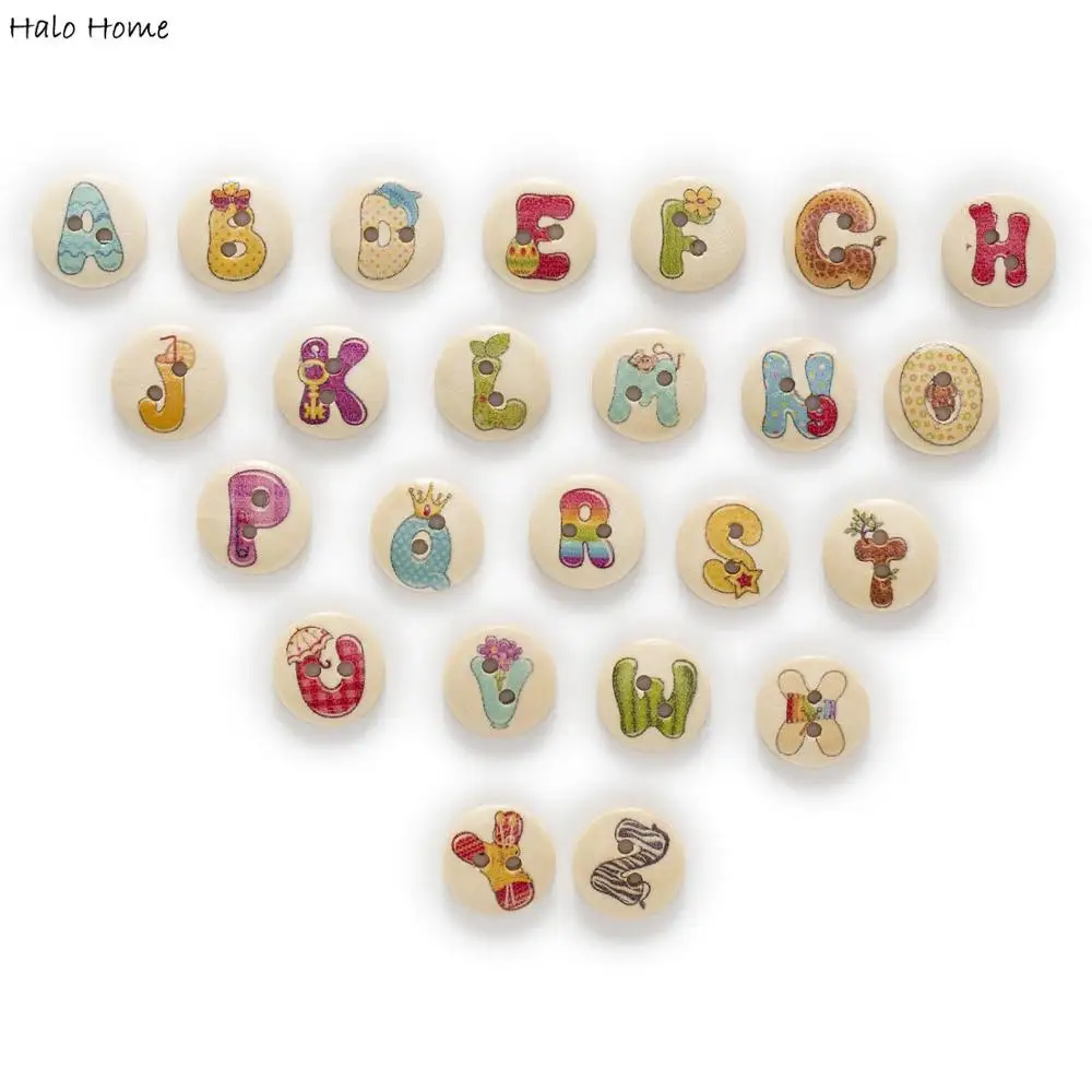 Смешанные 50 шт. 2 отверстия алфавит на Рождество/пузырьки/буквы круглые