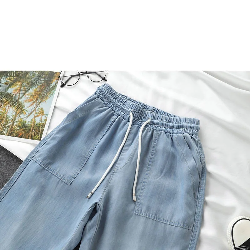 Casual Pants Women 2020 new Korean Tencel jeans spring summer loose high waist casual beam feet harem pants womens clothing | Женская