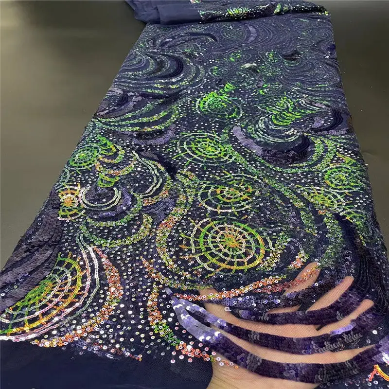 

Кружевная ткань с ручными бусинами и блестками, Высококачественная Тюлевая кружевная ткань, роскошная вышивка, нигерийская кружевная ткан...
