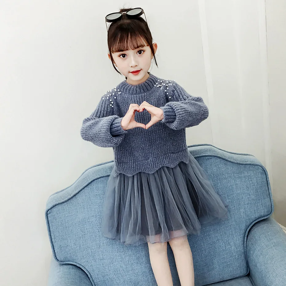 Трикотажное платье для девочек на осень/зиму | Детская одежда и обувь