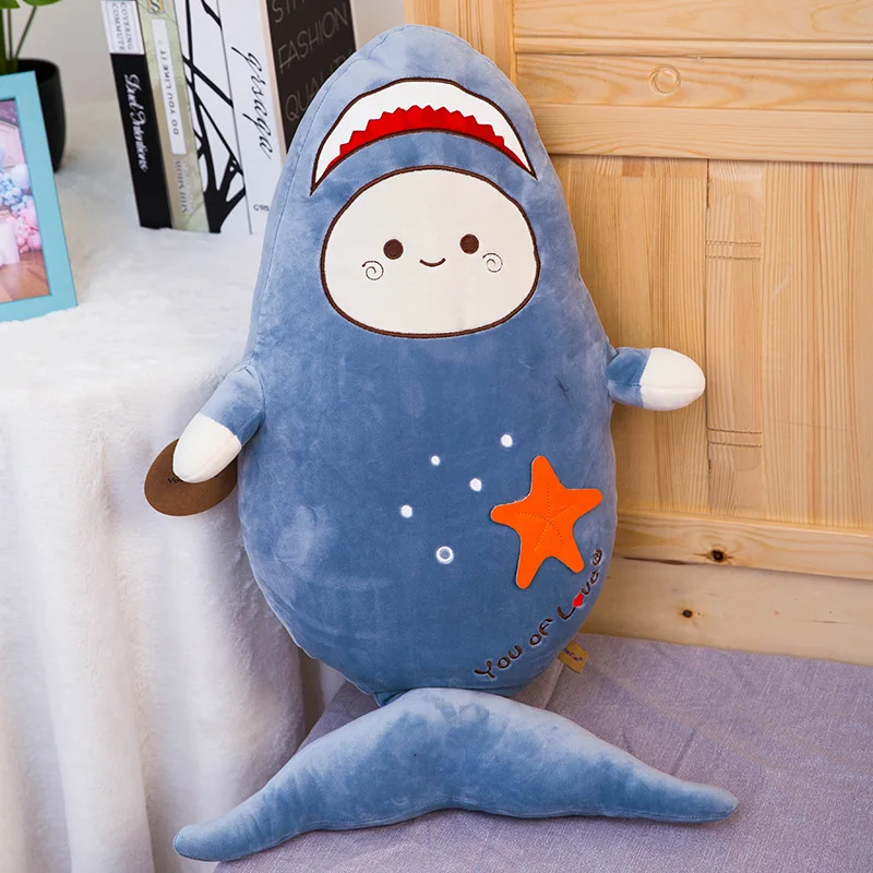 50/80 см мягкий силиконовый чехол с рисунком из мультфильма в виде акулы плюшевые