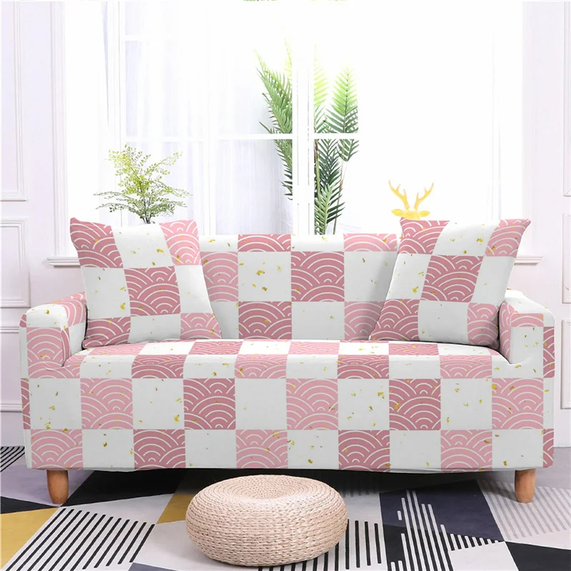 Luxury 3D Geometry Plaid Print Stretch Sofa Seat Cover Sofa Cover Slipcover for Living Room Elastic Sofa Cover 1/2/3/4 Seater