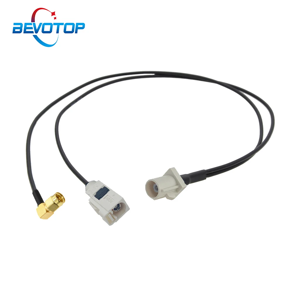 White Fakra B Male to 1xFakra B Female &1X SMA Male Right Angle Y Type Splitter Navigation GPS Antenna Extension Cables