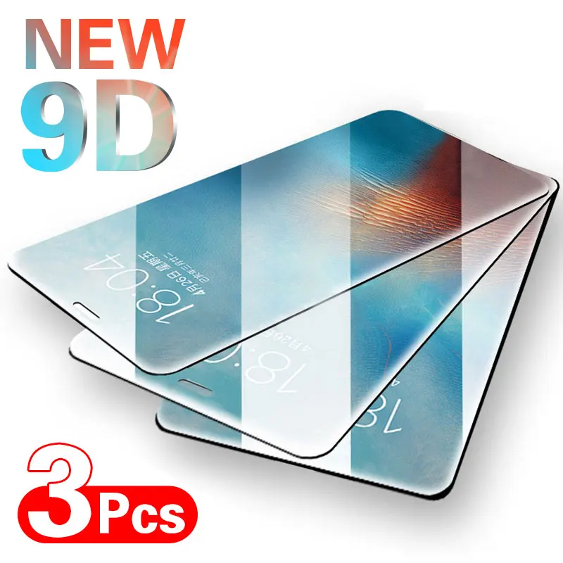 

3Pcs Full Cover Protective Glass For iPhone 12 11 11 Pro Max Tempered Glass Film For iPhone X XS XR 6 6s 7 8 Plus Screen Glass