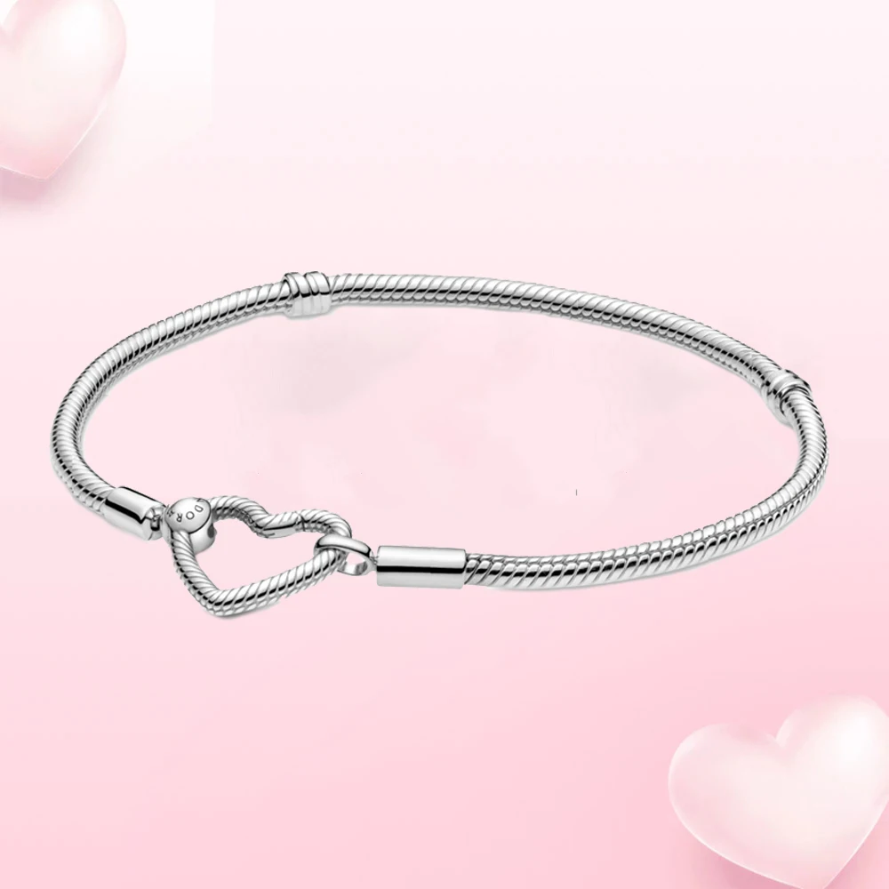 

2021 New Suitable For Pandora Platadre 100% 925 DIY Original Love Silver Bracelet Designer Personality Female Jewelry Trinkets