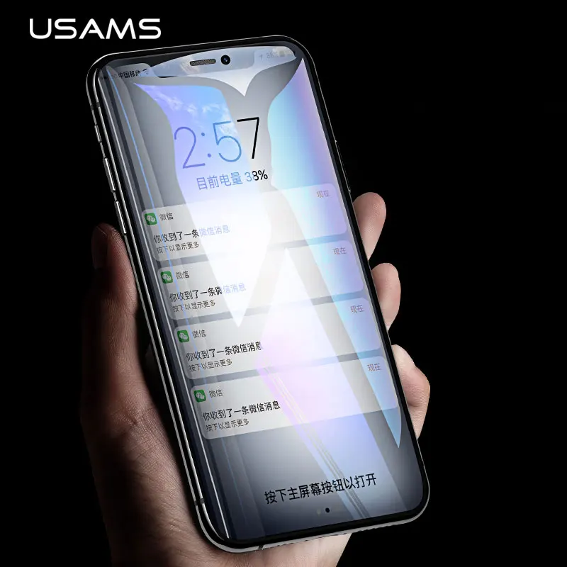 USAMS полное покрытие закаленное стекло для iPhone 11 pro 6 6s 7 8 X XS Max XR защита экрана