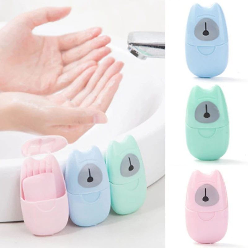 

Милая Мини-мыльная бумага, Отбеливающее мыло, одноразовое бумажное мыло в коробочке для путешествий, кемпинга, портативная коробка для мыть...