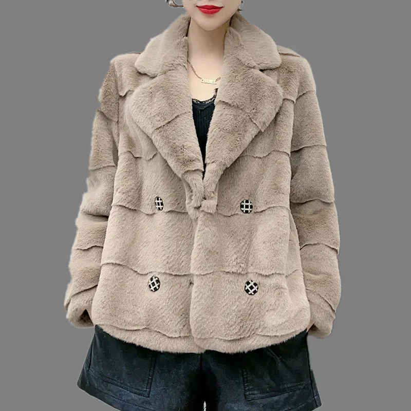 Зимняя женская одежда модное экологически чистое пальто из искусственного меха