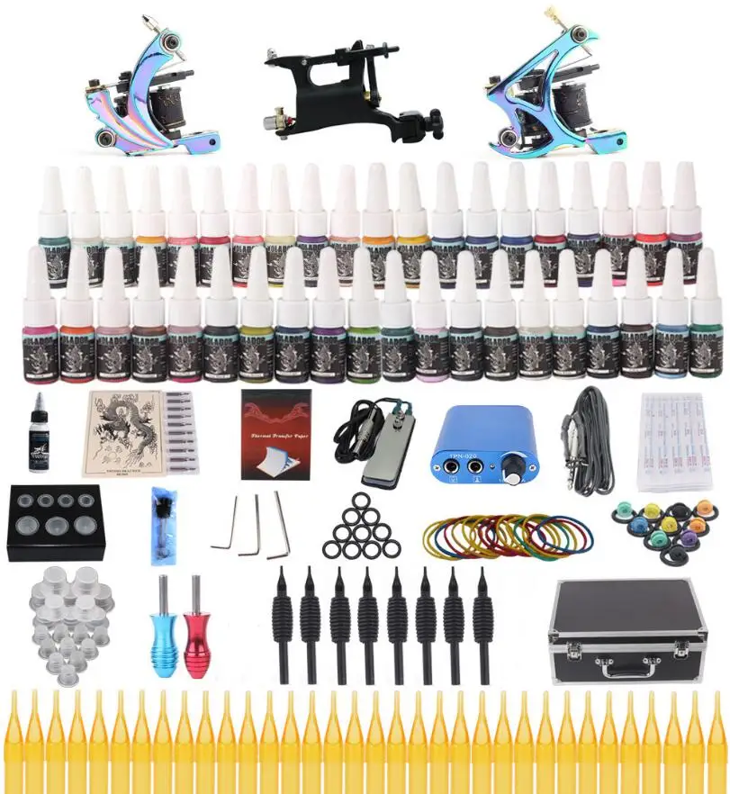 Профессиональный Полный роскошный комплект татуировок машина 3 шт. лайнер +