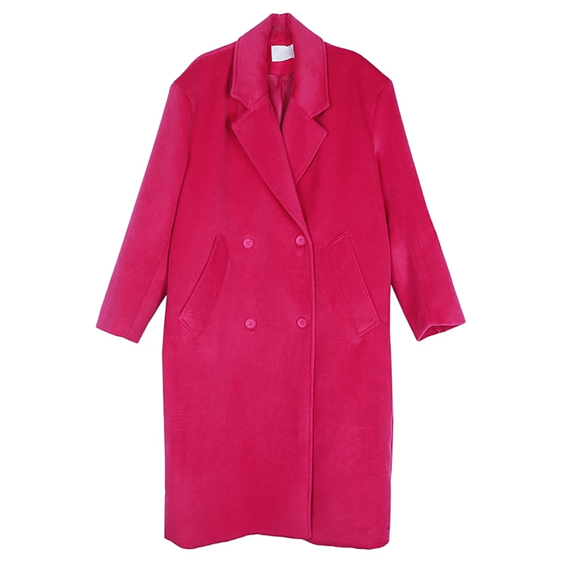 

Size Vintage Big Double Breasted Woolen Coat Parkas New Lapel Long Sleeve Women Fashion Tide Autumn Winter 2021 1DD1883