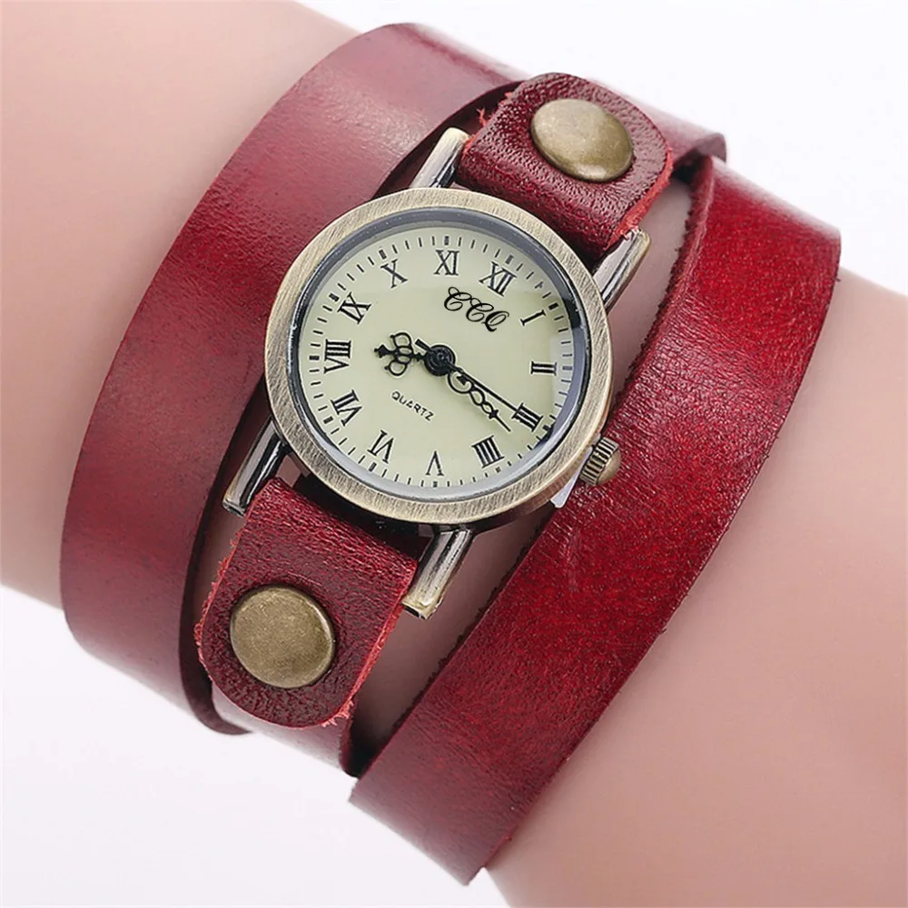 Женские повседневные кварцевые часы с браслетом из натуральной кожи|Женские