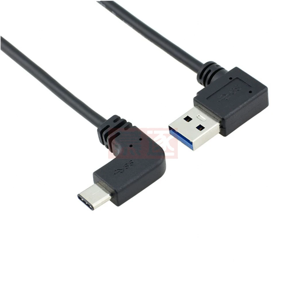 Кабель USB 3.0 A 1 м 90 градусов левый штекер 3.1 типа C прямоугольный преобразователь