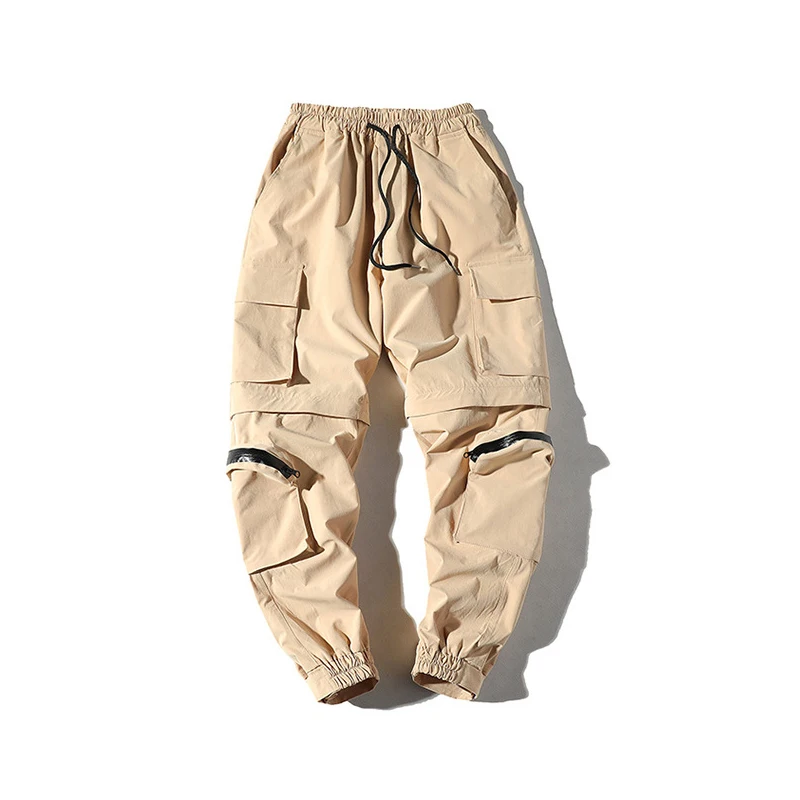 Khaki 9023 Harajuku/Одежда для пребывания на открытом воздухе штаны, новые модные штаны уличная шить Цвет Джоггеры в стиле «хип-хоп», длинные штаны Для мужчин с эластичной резинкой на талии, брюки-карго - Цвет: Khaki 9023