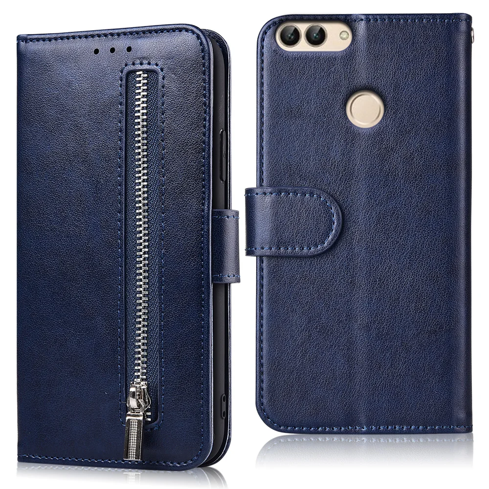 Для браслете Huawei P Smart 2018 чехол бумажник с застежкой молнией кожаный для Coque FIG LX1