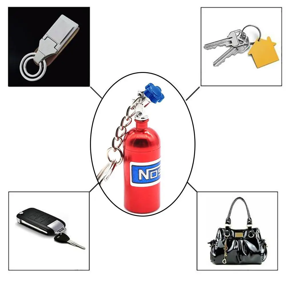 1pcs New Modified Car Keychain Nitrous Oxide Bottle Key Chain DecorativeKeyring Stash Pill Box Storag | Автомобили и мотоциклы