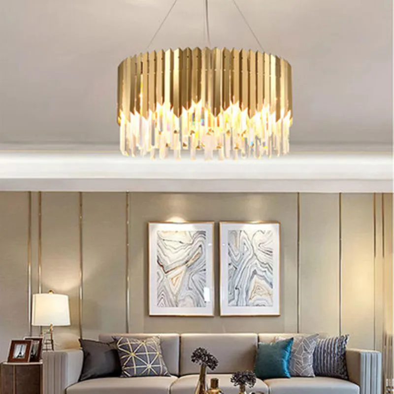 Роскошные подвесные светодиодные светильники из золотистой стали 304 для