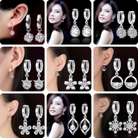 nehzy 925 sterling silver new jewelry high quality cubic zirconia fashion woman earrings flowers round hollow retro earrings