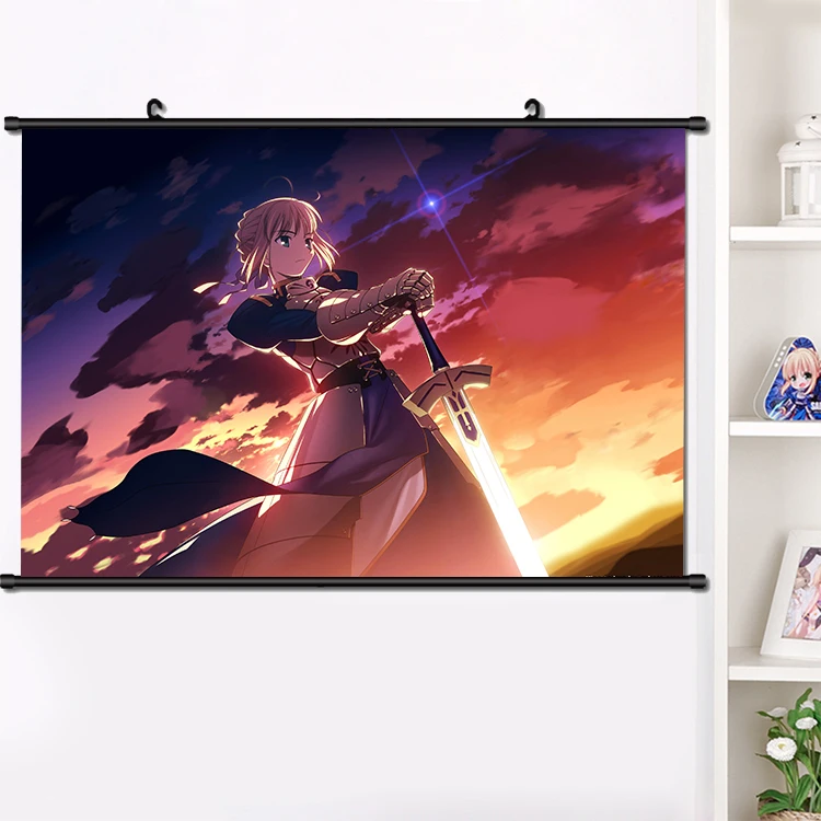 Аниме Fate/stay night Altria Пендрагон сабля прокрутки плакат манга настенные подвесные