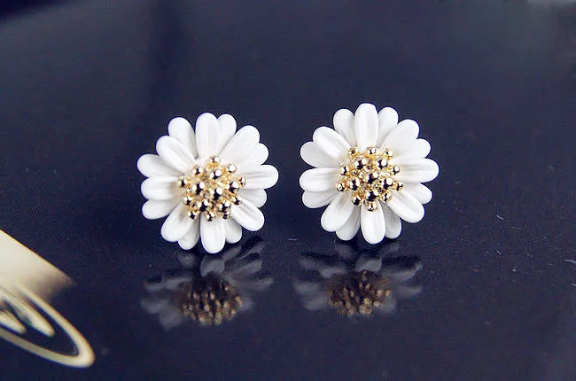 Женские серьги гвоздики с хризантемой и цветком|Серьги-гвоздики| |