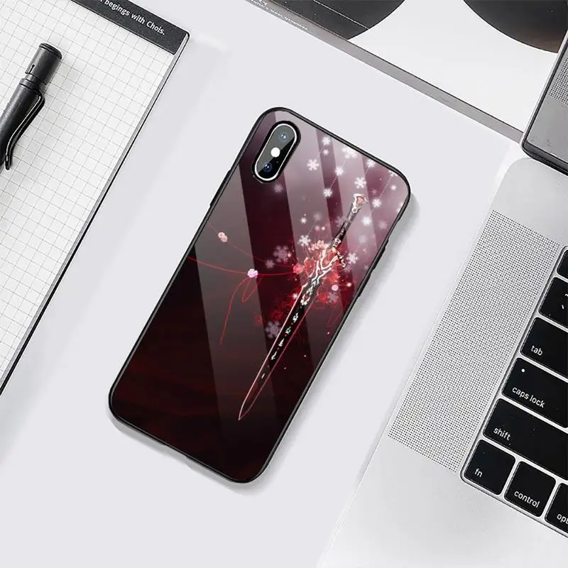 

Chinese style sharp sword Phone Case Tempered glass For iphone 6 6S 7 8 plus X XS XR 11 12 mini PRO MAX