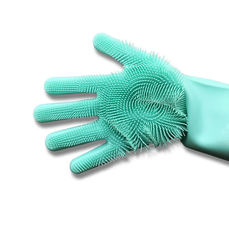 Silicone Cleaning Gloves Dishwashing Scrubber Reusable Dish Wash Scrubbing Sponge with Bristles for Kitchen Car Bathroom | Дом и сад