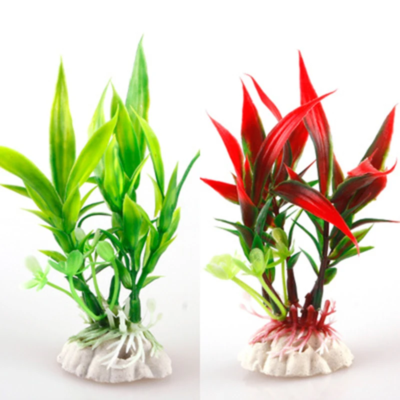 Plastic Plant Grass Aquarium Decorative Simulation Bamboo Leaves Fish Tank Landscape Decoration 2 color | Дом и сад