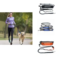 nylon adjustable dogs leash running elasticity hand freely pet products dogs harness collar jogging lead and waist rope