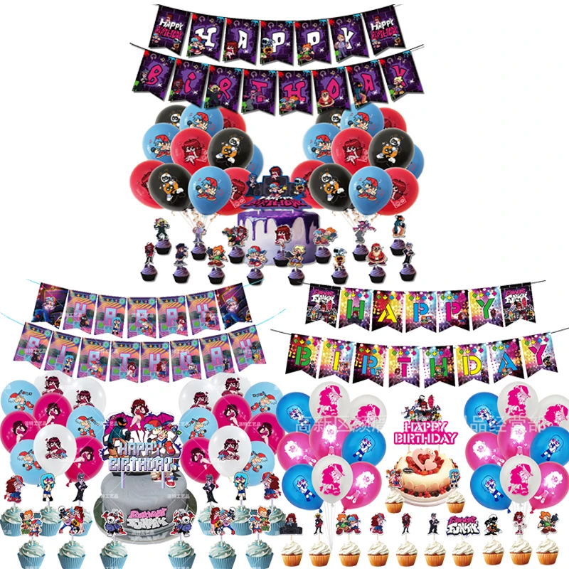 1 комплект пятница Funki ночное воздушные шары с днем рождения баннер торт топпера