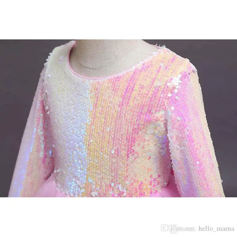 

Long Girls Dresses Childrens Dresses Lace Sequin Long Sleeve Princess Formal Dresses Pettiskirt Party Kids Clothes 5-12Y