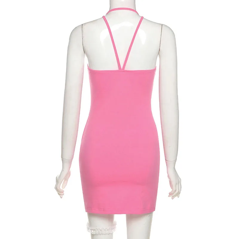 

Ladies Bandage Mini Dress Lace Cross Bandage Halter Sexy Party Elegant Club Christmas Slim Dress