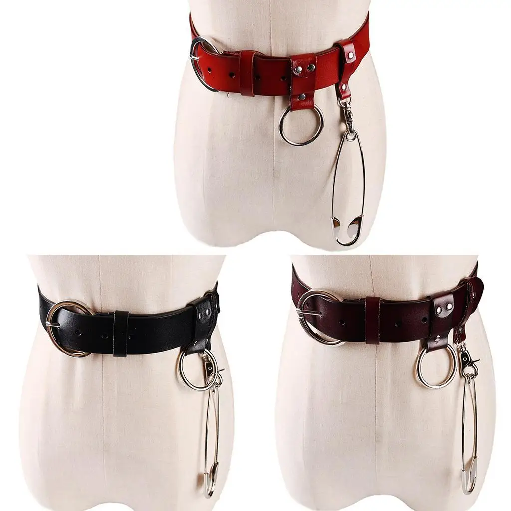 

Винтажные женские кожаные поясные ремни в стиле панк, универсальный ремень для джинсов и платьев с брошью-булавкой, Аксессуары для платья